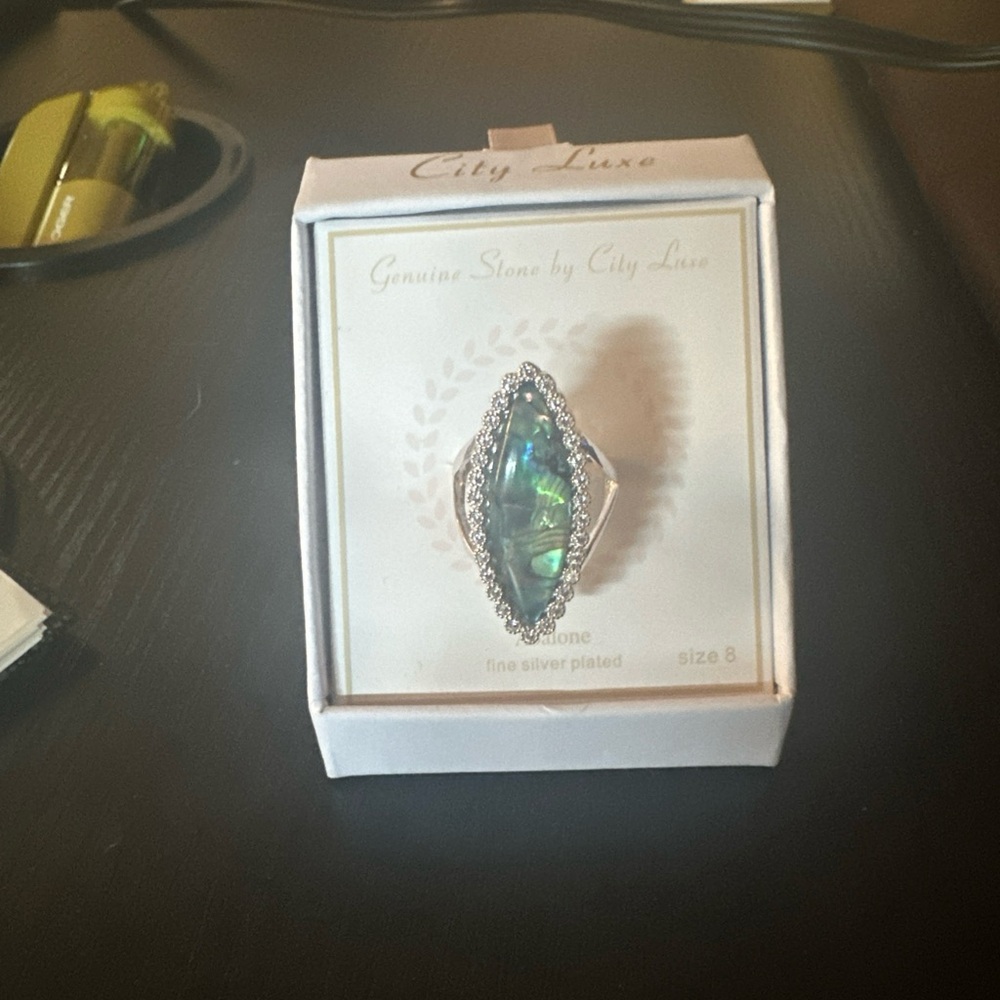 City Luxe Silver Plated Ring with Blue Stone